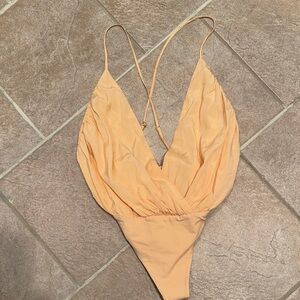 Peach Plunge bodysuit